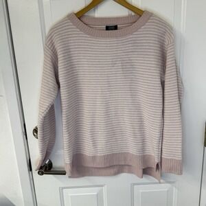 NWT Jones New York Holiday Gift Chenille Sweater Pink Ivory Striped Womens XS